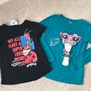 3/$25 Lot of 2 Girls Tops Size 10/12 Cat & Jack, Miraculous